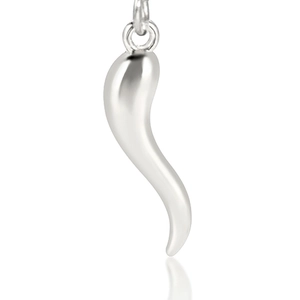 Collier pendentif piment Corno italien en argent poli avec chaîne croisée minimaliste pour femme