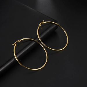 Women Stainless Steel Hoop Earrings Minimalist Round Circle Fashion Jewelry High Polish Geometric Hoop For Daily Wear