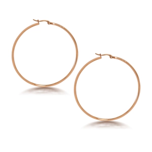 Minimalist large rose gold hoop earrings with polished geometric circular design