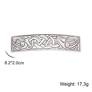 Retro silver alloy hair clip with Celtic knot and double bird embossed pattern