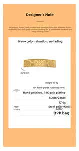 Detail of golden rectangular hair clip with Celtic crane patterns and 18K gold plating