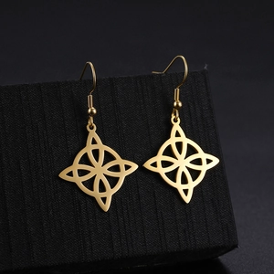 Stainless Steel Witch's Knot Earrings For Women Elegant Hollow Celtic Knot Dangle Earrings Gold Silver Fashion Jewelry