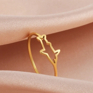 Anillo de Acero Inoxidable Tiburón Delfín Calado para Mujer Anillo de Dedo Animal Pez Minimalista Regalo de Joyería