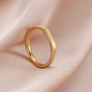 Minimalist Stainless Steel Ring Geometric Flat Top Circle Ring For Women Men Fashion Commuter Jewelry Gold Silver Black Band Ring