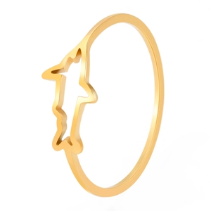 Anillo de delfín hueco en acero inoxidable dorado con diseño minimalista y banda fina