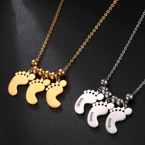 Collana con Ciondolo a Forma di Impronta di Piedi di Bambino in Acciaio Inossidabile per Donna Gioielli Regalo