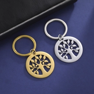 Edelstahl Lebensbaum Schlüsselanhänger Hohl Rund Anhänger Metall Schlüsselring Modern Minimalistisch Schmuck Tasche Deko