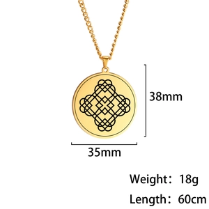Collana con ciondolo geometrico in acciaio inossidabile dorato, 38mm e catena da 60cm