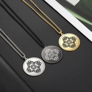 Collana Con Pendente Rotondo In Acciaio Inossidabile Con Nodo Celtico Geometrico Cuore Amuleto Gioielli Per Uomo Donna Oro Nero Argento