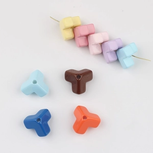 DIY acrylic Y-shape beads in macaron colors with golden thread for jewelry making