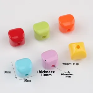 Gekleurde 10mm acryl kubus kralen met verticaal gat voor doe-het-zelf sieraden