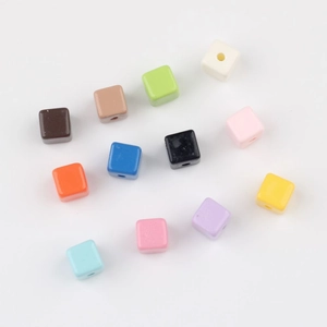 Colorful acrylic cube beads with pre-drilled holes for DIY jewelry and keychain making