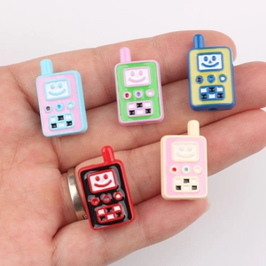 Set of 5 colorful mini walkie-talkie acrylic beads for DIY jewelry and phone chain making