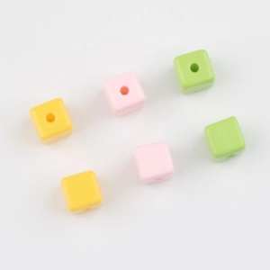 Macaron acrylic cube beads with holes for DIY jewelry and phone chain making