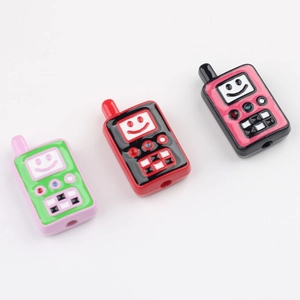 Retro walkie-talkie acrylic beads with smiley faces for DIY jewelry making and phone charms