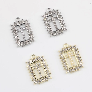 Vintage rechthoekige kruisbedeltjes met parels en strass voor DIY-sieraden maken