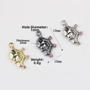 Totenkopf Spinnennetz Anhänger mit Strasssteinen in Gold, Silber und Anthrazit