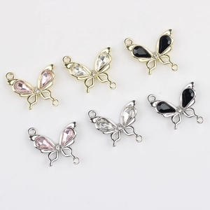 Colgantes de mariposa en oro y plata con perlas y circonitas para creación de joyas DIY