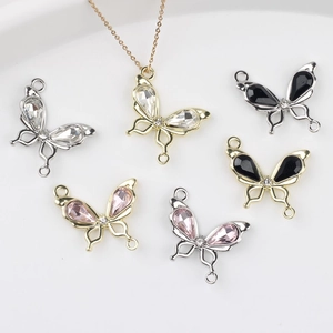 Colgantes de Mariposa DIY Conectores de Aleación de Zinc Circonita Strass Lazo Charms para Fabricación de Collares Pulseras Pendientes