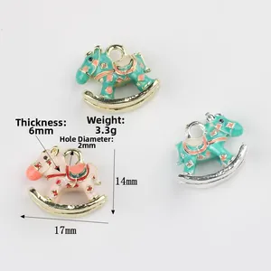 Minimalist enamel rocking horse alloy charms for DIY jewelry making 17mm x 14mm size