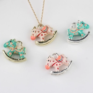 Rocking Horse Enamel Charms Zinc Alloy Drip Oil Pendants For DIY Necklace Bracelet Earring Making Jewelry Findings