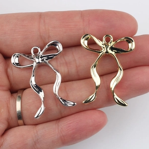 Colgantes de lazo minimalistas en aleación oro y plata para creación de joyas DIY
