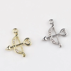 Herz-Pfeil-Anhänger in Gold und Silber mit Zirkon-Inlay für DIY-Schmuckherstellung