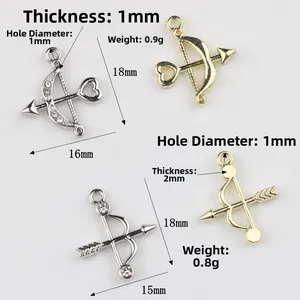Anhänger aus Legierung mit Herz und Pfeil sowie Zirkon für DIY-Schmuck in Gold und Silber