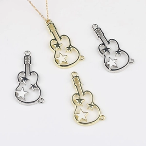 Ciondoli a Forma di Chitarra in Lega per Creazione Gioielli Fai da Te Ciondoli Strumento Musicale con Stella per Collana Oro Argento