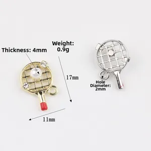 Tennisracket hanger met parel en zirkoon voor DIY sieraden kettingen en oorbellen