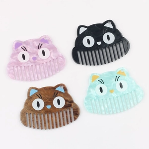 Peignes chat en acétate quatre couleurs marbrées pour porte-clés et bijoux artisanaux