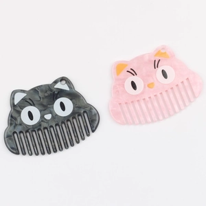 Pendentifs peigne chat en acétate marbré gris et rose pour la création de bijoux