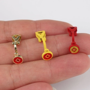 Drie kleurrijke emaille bedeltjes met geometrische patronen voor DIY koperen munt oorbellen