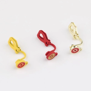Minimalistische munt clip-on oorbellen van legering voor DIY-sieraden in geel, rood en goud