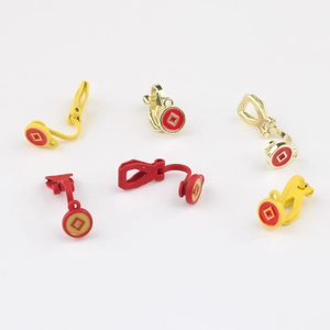 Legering Emaille Ronde Oorclip Converters Voor Niet-Gepiercte Oren Geometrisch Muntpatroon DIY Sieraden Maken Accessoires