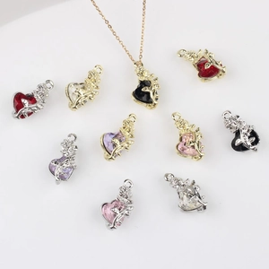 Vintage Legierung Strass Herz Rose Blume Anhänger Charms Für DIY Schmuckherstellung Halskette Armband Handwerk Zubehör