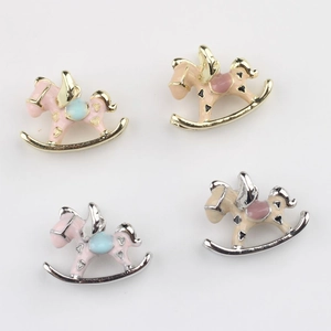 Creative alloy rocking horse charms with pastel enamel finish for DIY jewelry making