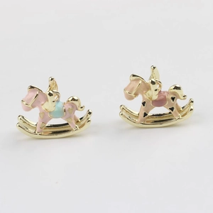 Minimalist enamel flying horse charms in pink and tan colors for DIY jewelry making