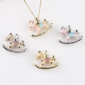 Cartoon Alloy Rocking Horse Enamel Pendants DIY Jewelry Making Finding Accessories For Bracelet Necklace Earrings Decor