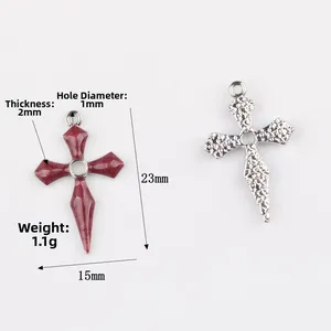 Minimalistischer Emaille-Kreuzanhänger 23x15mm für DIY-Halsketten und Armband-Schmuck
