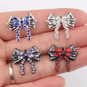 Colgantes de lazo de aleación con diamantes de imitación para joyería DIY