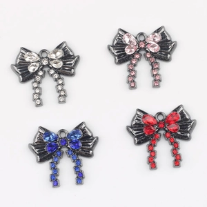 Colgantes de lazo con pedrería colorida para crear collares y pulseras de bisutería DIY
