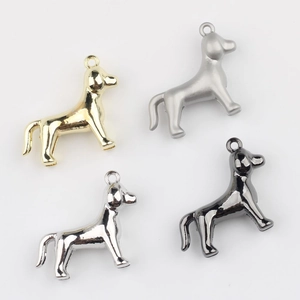 Three-dimensional alloy puppy pendants in four metal finishes for DIY jewelry making