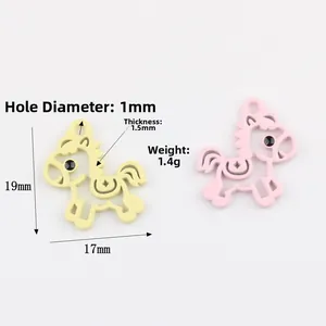 Hollow colorful horse pendant set for DIY jewelry, size 19x17mm with lunar moon patterns