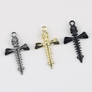 Gothic Totenkopf Kreuz Anhänger in Gold, Silber und Schwarz für DIY Modeschmuck