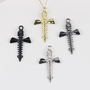 Gothic Totenkopf Wirbelsäule Kreuz Legierung Anhänger Vintage Skelett Knochen Design DIY Schmuckherstellung Zubehör Für Halskette Armband