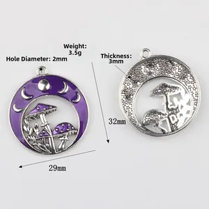 Colgantes esmaltados de seta y fases lunares para creación de joyas y pulseras DIY