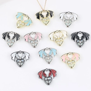 Gothic Bat Wings Heart Cross Pendant Alloy Rhinestone Enamel Charm For DIY Necklace Bracelet Earrings Jewelry Making Accessory
