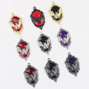 Colgante Ovalado de Murciélago Vampiro Gótico de Aleación de Zinc Esmalte Para DIY Collar Pulsera Joyería de Halloween