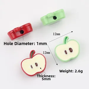 Perline a forma di mela rossa e verde per gioielli fai-da-te, 12mm con foro da 1mm